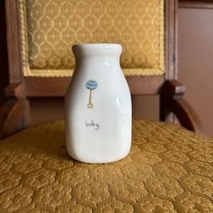 Handmade Pottery Milk Bottle with Baby Rattle Design